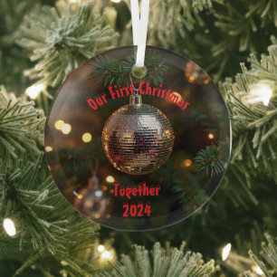 Our First Christmas Together Customisable Glass Tree Decoration