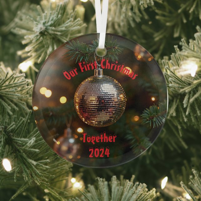 Our First Christmas Together Customisable Glass Tree Decoration (Insitu)