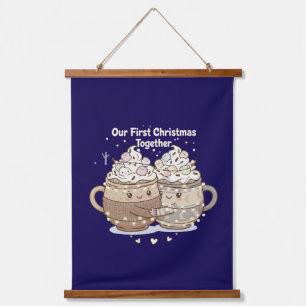 Our First Christmas Together Cute Kawaii Couple Hanging Tapestry