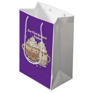 Our First Christmas Together Cute Kawaii Couple Medium Gift Bag