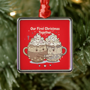 Our First Christmas Together Cute Kawaii Couple Metal Tree Decoration