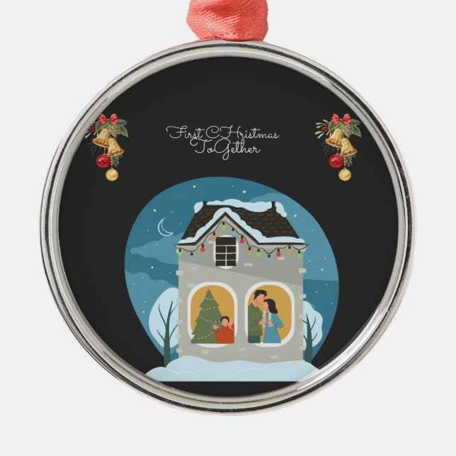 Our First Christmas Together Family Holiday Metal Tree Decoration (Front)