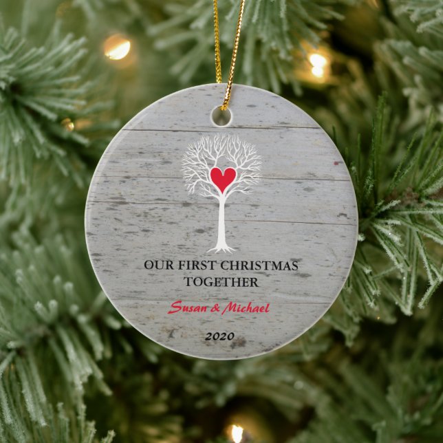 Our first Christmas together love tree driftwood Ceramic Tree Decoration (Tree)