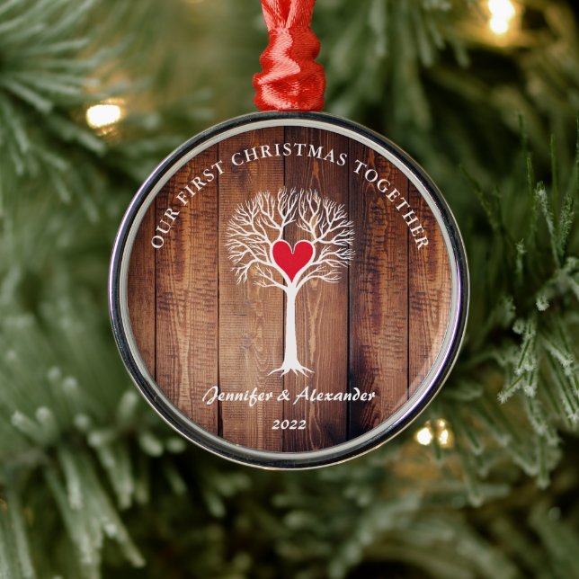 Our first Christmas together love tree rustic wood Metal Tree Decoration (Tree)