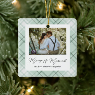 Our First Christmas Together Merry and Married  Ceramic Ornament