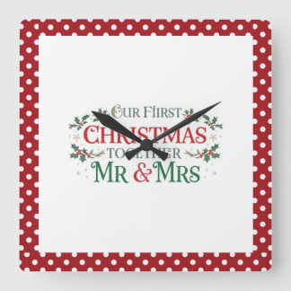 Our First Christmas Together Mr. & Mrs Square Wall Clock