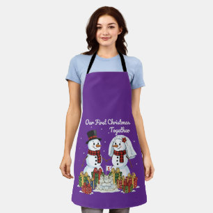 Our First Christmas Together Newlywed Snowman Apron