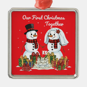 Our First Christmas Together Newlywed Snowman Metal Tree Decoration