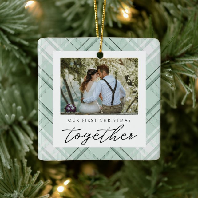 Our First Christmas Together Newlyweds Elegant Ceramic Ornament (Tree)