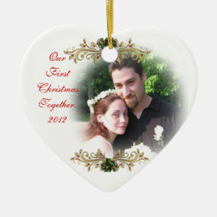 Our first Christmas together ornament heart