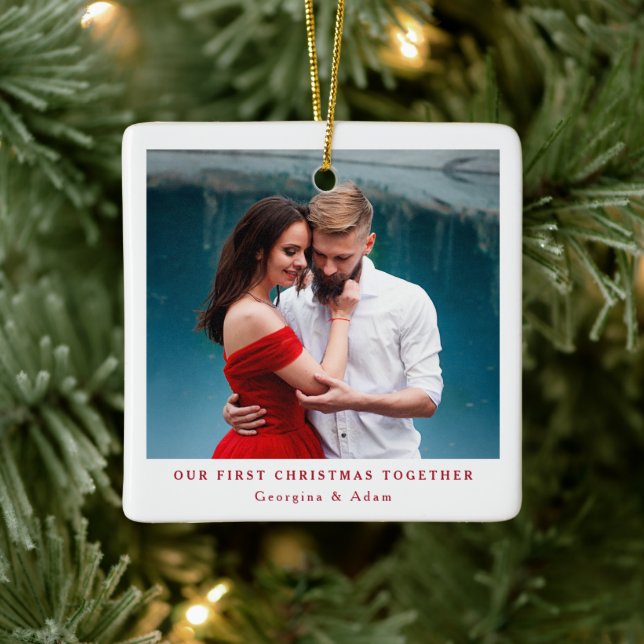 Our First Christmas Together Personalised Photo Ceramic Ornament (Tree)