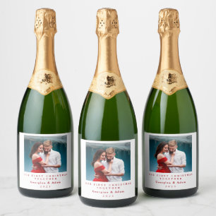 Our First Christmas Together Personalised Photo Sparkling Wine Label