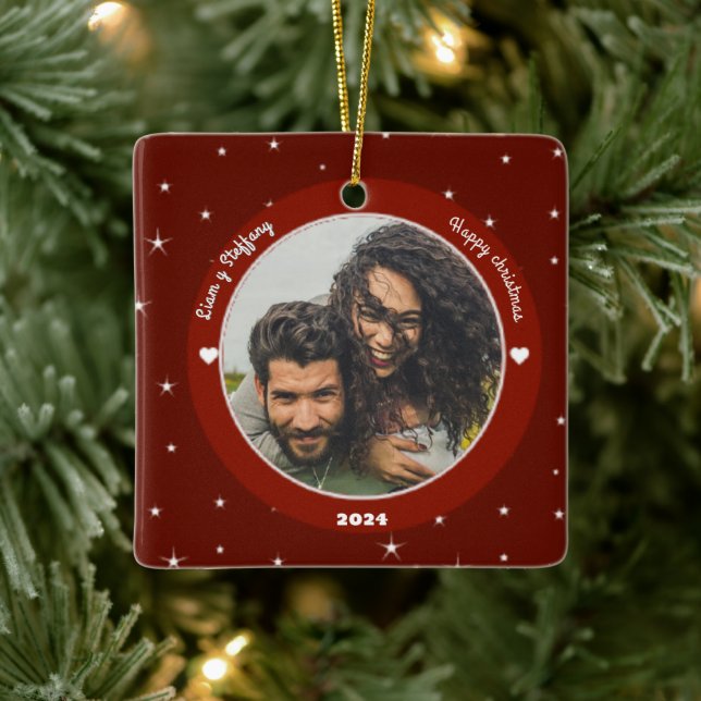 "Our first Christmas together". personalize Ceramic Ornament (Tree)