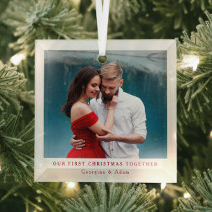 Our First Christmas Together Personalized Photo Glass Tree Decoration