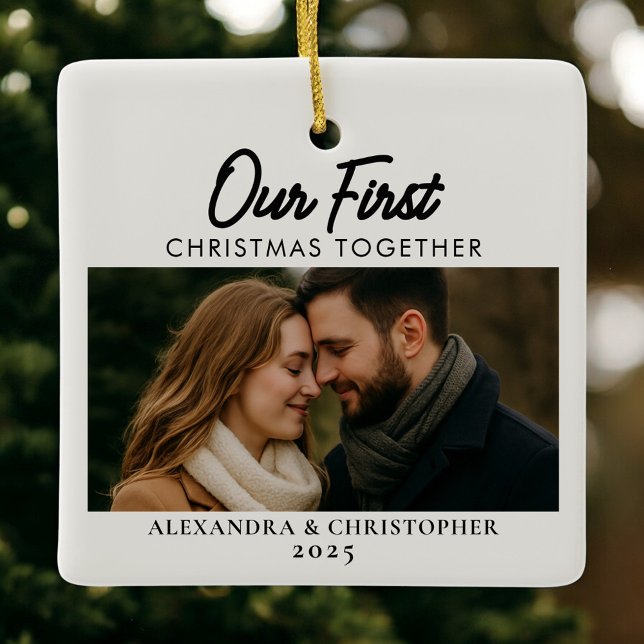 Our First Christmas Together Photo Ceramic Ornament (Creator Uploaded)