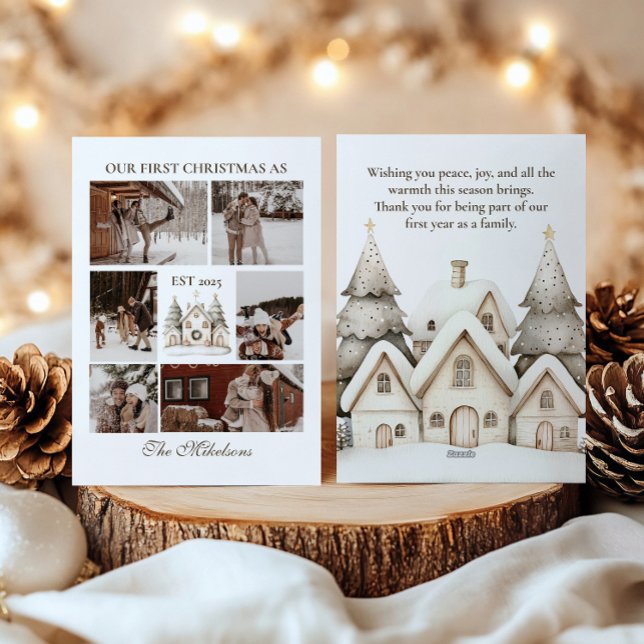 Our First Christmas Together Photo Collage Holiday Card (Creator Uploaded)
