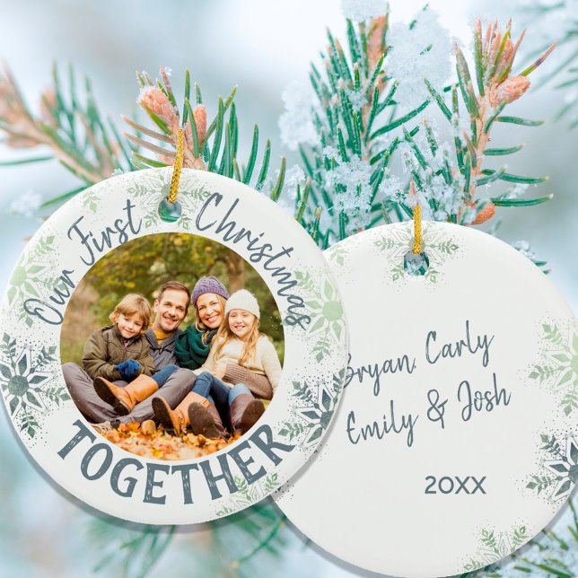Our First Christmas Together Photo Snowflake Ceramic Tree Decoration (Creator Uploaded)
