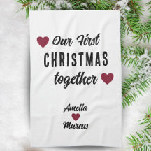 Our First Christmas Together Red Hearts