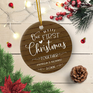 Our First Christmas Together Rustic Chic Farmhouse Ceramic Tree Decoration