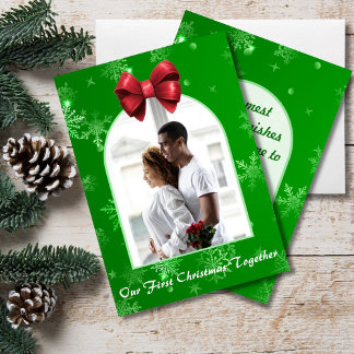 Our First Christmas Together Snowflake Photo Holiday Card