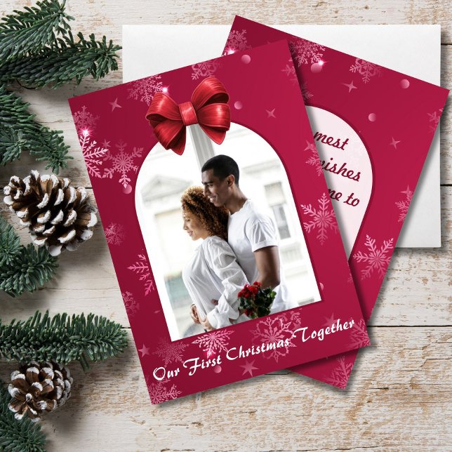 Our First Christmas Together Snowflake Photo Holiday Card (Creator Uploaded)