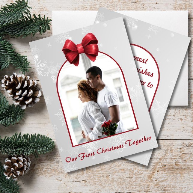 Our First Christmas Together Snowflake Photo Holiday Card (Creator Uploaded)