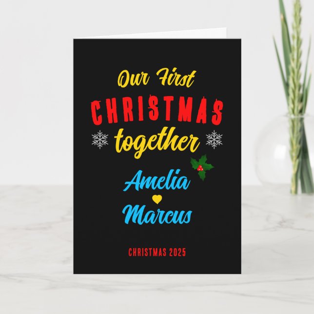 Our First Christmas Together Snowflakes holiday Card (Front)