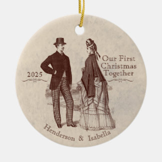Our First Christmas Together Vintage Couple Ceramic Tree Decoration