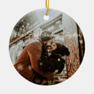 Our First Christmas Together with Custom Photo Ceramic Tree Decoration