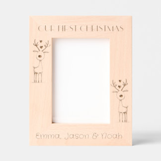 Our First Christmas, Triplets Portrait Etched Frames