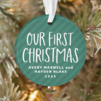 Our first Christmas twin babies green stripe photo