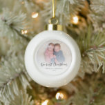 Our First Christmas Twin Baby Photo Script Ceramic Ball Christmas Ornament<br><div class="desc">Our First Christmas Twin Babies Photo Script Names and Year. Great to celebrate for your twin's or multiple birth first christmas and a lovely keepsake for christmasses to come. A playful set script for My First Christmas and easy to personalise with your names and the year and replace the sample...</div>