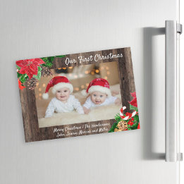 Our First Christmas Twins Photo Rustic Wood