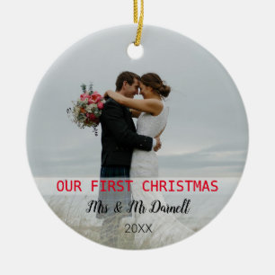 Our First Christmas Two Photo Ceramic Tree Decoration