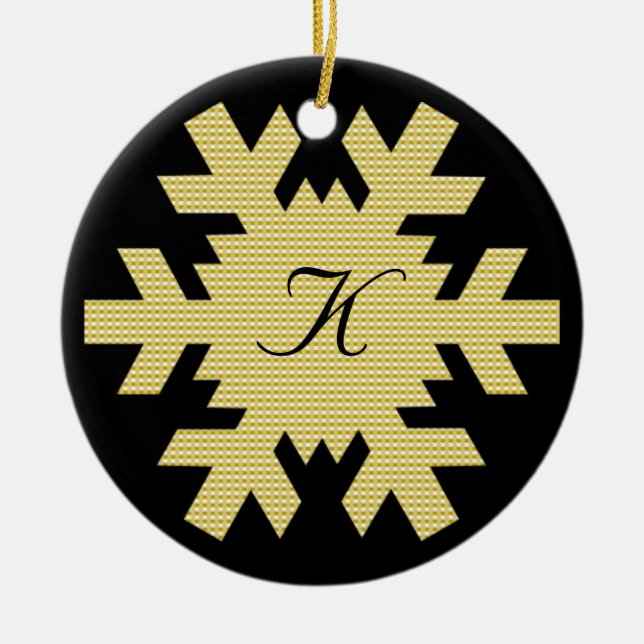 "Our First Christmas" - w/ Names and Monogram [b] Ceramic Tree Decoration (Front)