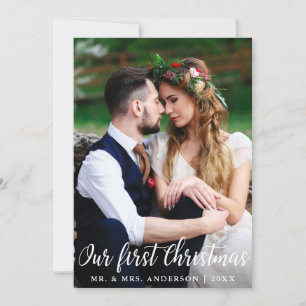 Our First Christmas Wedding Couple Photo Card