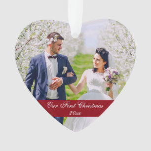 Our First Christmas Wedding Heart Ornament