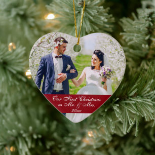 Our First Christmas Wedding Ornament Heart RB