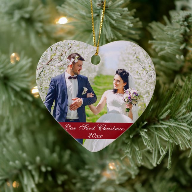 Our First Christmas Wedding Ornament Heart RSG (Tree)