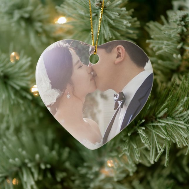 Our First Christmas Wedding Photo Ceramic Tree Decoration (Tree)