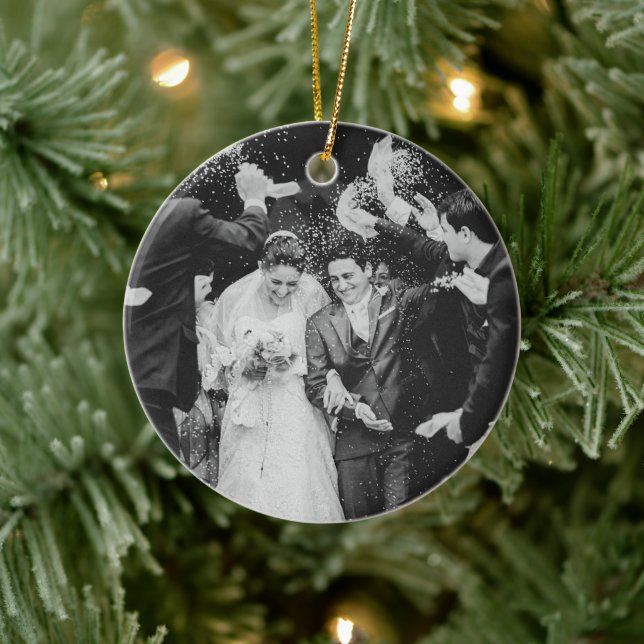 Our First Christmas Wedding Photo Ceramic Tree Decoration (Tree)