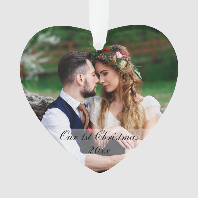 Our First Christmas Wedding Photo Ornament (Front)