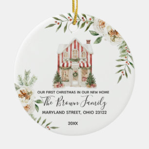 Our First Christmas Winter Custom House Address Ceramic Tree Decoration