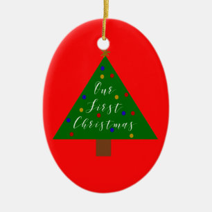 Our First Christmas with Customized Photo Ceramic Tree Decoration