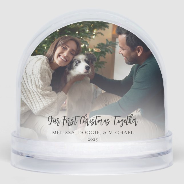 Our First Christmas with Pet Photos Festive Custom Snowglobe (Front)