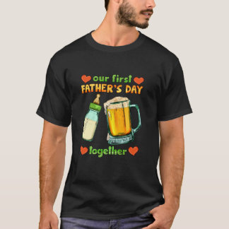 Our First Father s Day Drinking Buddies Baby Beer  T-Shirt