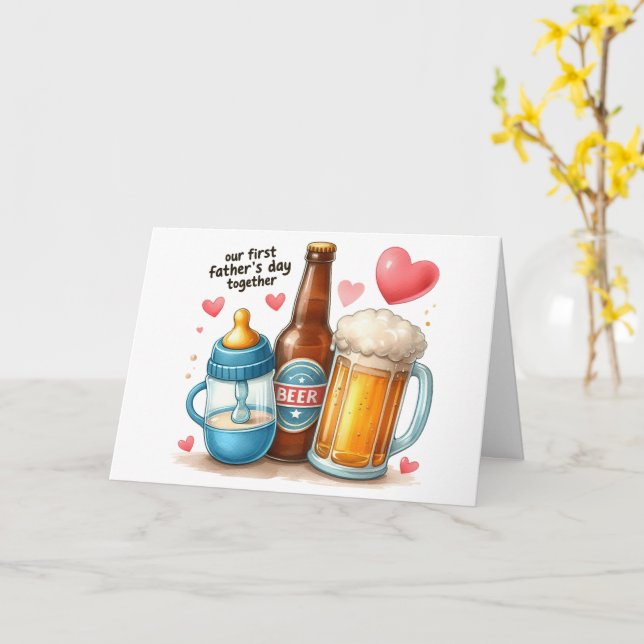 Our First Father's Day – A Cheers to New Beginning Card (Yellow Flower)