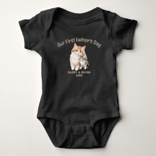 Our First Father's Day,Baby cat custom name kitty Baby Bodysuit