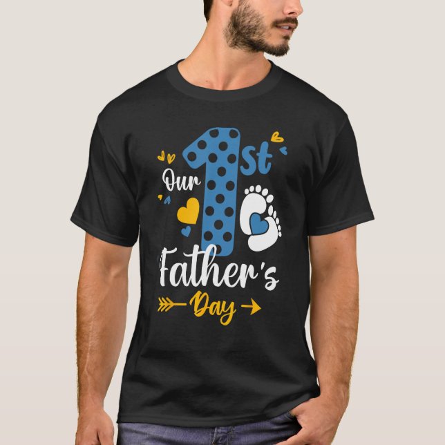 Our First Fathers Day Matching Father Son Daughter T-Shirt (Front)