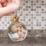 Our First Fathers Day - New Dad and Baby Photo Key Ring<br><div class="desc">Create your own unique photo keychain for the new dad's first father's day. A perfect opportunity to add a photo of dad and baby, just baby or all the family, as a lovely keepsake and a timeless treasure to enjoy every day. The template is set up ready for you to...</div>